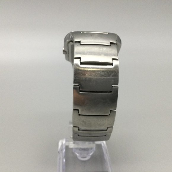 Seiko Watch Men Silver Tone Date 50M Recangle Dial 7N32-0AL0 New Battery 6.75" - Picture 4 of 11